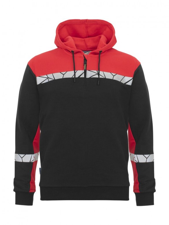Projob Progression 7104 Hoodie Halve Ritssluiting Zwart/Rood