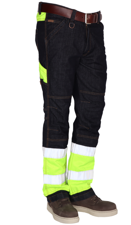 Crosshatch Toolbox-FY Jeans Broek Marine/Fluo Geel