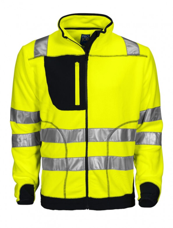 Projob 6303 High Vis. Fleece Jas Klasse3/2 Fluo Geel/Zwart