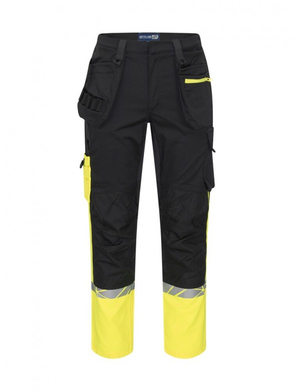 Projob Progression 7509 Stretchbroek Met Kniezakken En Spijkerzakken Fluo Geel/Zwart