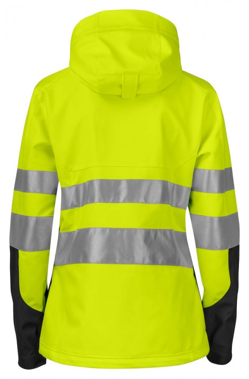 Projob 6423 Ongevoerde Signalisatie Softshell ISO20471 Klasse 3 Dames  Fluo Geel/Zwart