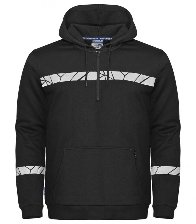 Projob Progression 7104 Hoodie Halve Ritssluiting Zwart/Zwart