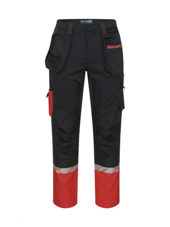 Projob Progression 7509 Stretchbroek Met Kniezakken En Spijkerzakken Zwart/Rood