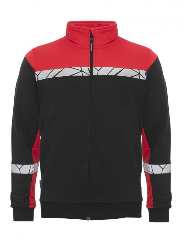 Projob Progression 7103 Sweater Volledige Ritssluiting Zwart/Rood