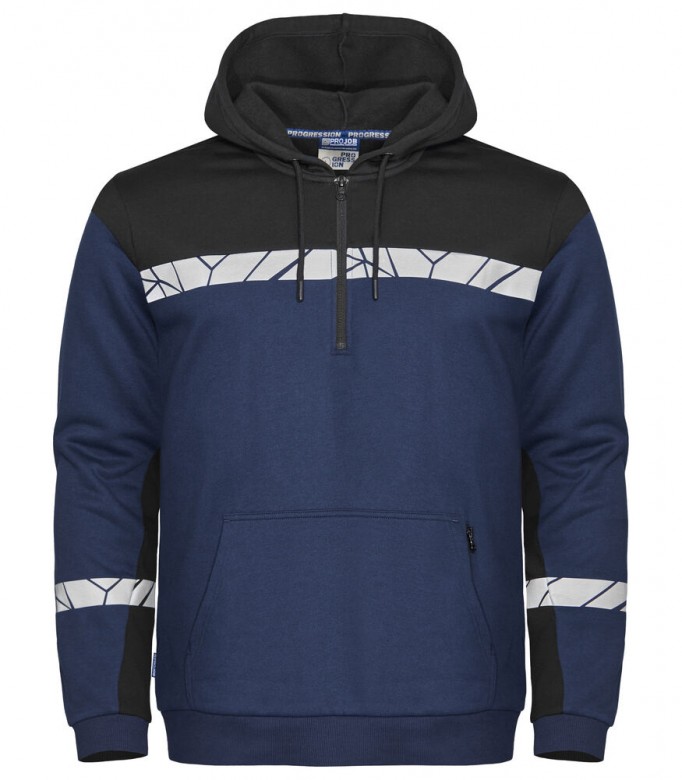 Projob Progression 7104 Hoodie Halve Ritssluiting Marine/Zwart