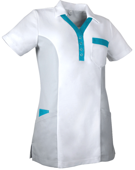 De Berkel Dames Polo Bibi Wit/Grijs/Turquoise