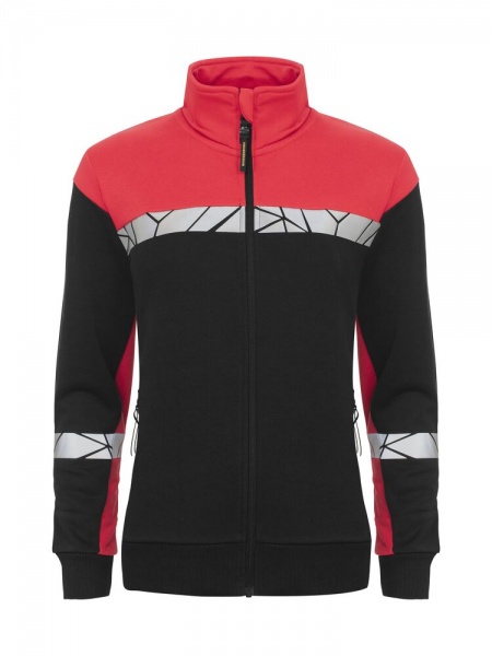 Projob Progression 7105 Sweater Volledige Ritssluiting Dames Zwart/Rood