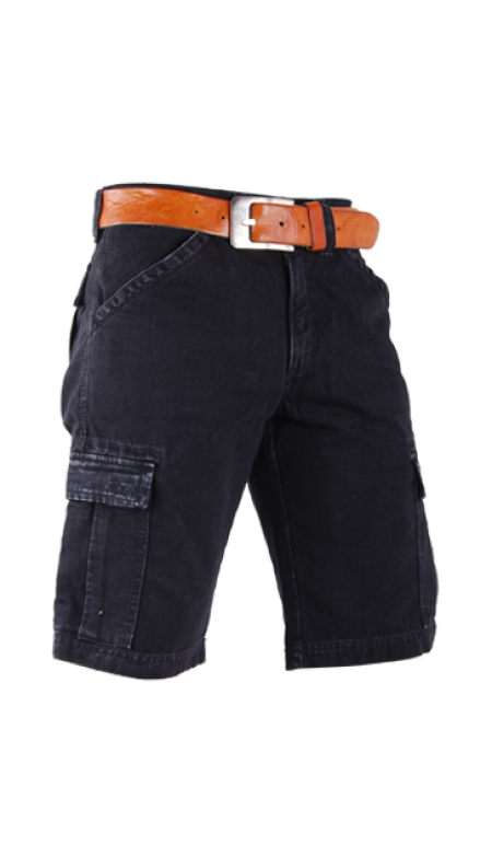 Crosshatch Mariner Jeans Short Diep Zwart