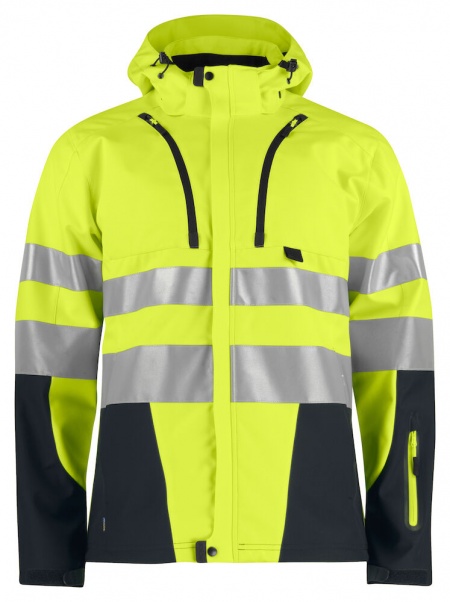 Projob 6419 Ongevoerde Signalisatiesoftshell ISO20471 Klasse 3  Fluo Geel/Zwart