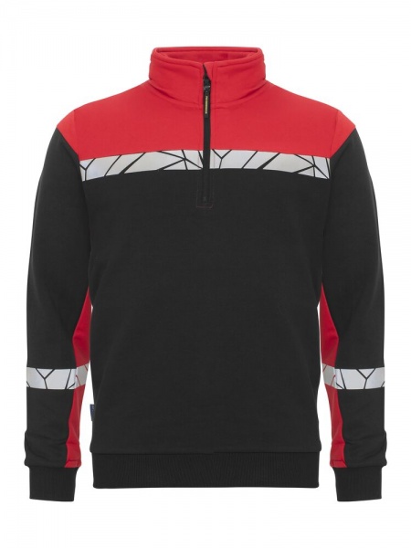 Projob Progression 7102 Sweater Halve Ritssluiting Zwart/Rood