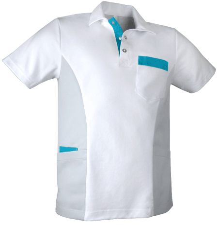 De Berkel Unisex Polo Bruno Wit/Grijs/Turquoise