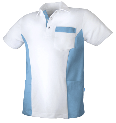 De Berkel Unisex Polo Detlef Wit/Azuurblauw