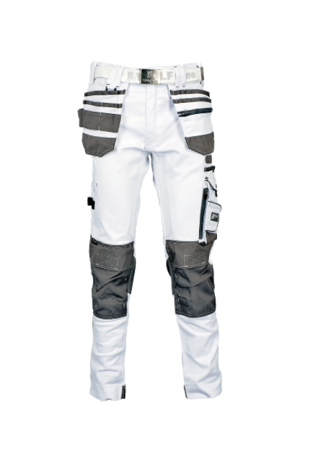 Wolfline Werkbroek Pro Paint Full Stretch Wit/grijs