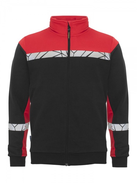 Projob Progression 7103 Sweater Volledige Ritssluiting Zwart/Rood